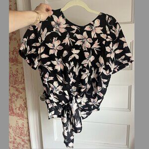 Madewell Silk Button-Back Tie Tee in Winter Orchid, Size M